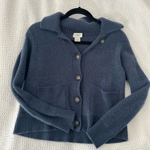 Club Monaco Boiled Cashmere Collar Cardigan, blue, size small
